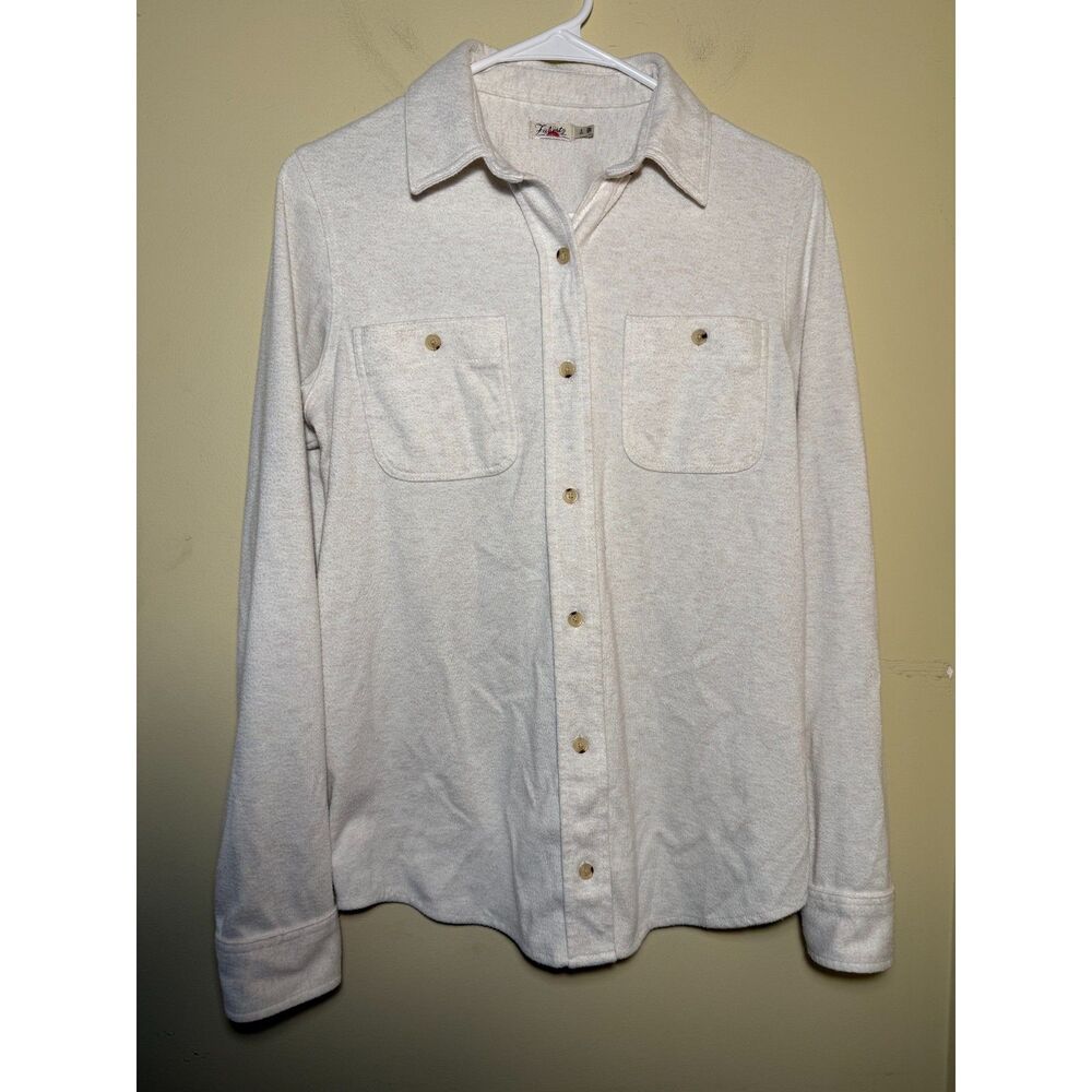 FAHERTY Oatmeal/Off-White Legend Sweater Shirt | Size Small | Twill Button-Down